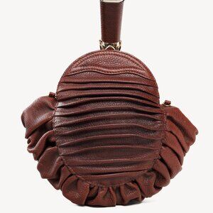 Fendi Spy SS2005 Runway Brown Leather Pleated Clutch